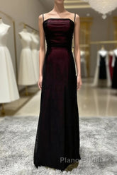 Sheath Spaghetti Straps Tulle Long Formal Prom Dresses With Silt