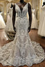 Sheath V-neck Wide Strap Floor Length Backless Tulle Lace Applique Wedding Dresses