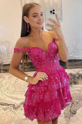 Short A-Line Sweetheart Tiered Homecoming Dress