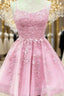 Short Junior Formal Prom Dresses Tulle Appliques