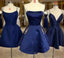 Short Navy Blue Homecoming Dresses With Pockets Crystals Cocktail Dresses