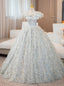 Silver Ball Gown Off the Shoulder Bow Quinceanera Dress