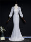 Silver Mermaid Sequins V-neck Long Sleeve Prom Dress