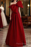 Simple A Line Strapless Red Floor Length Formal Prom Dresses
