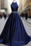 Simple Dark Blue Long Formal Prom Dresses, Evening Dresses