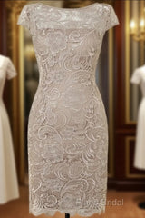 Simple Knee Length Lace Mother Of The Bride Dresses Formal Prom Dresses