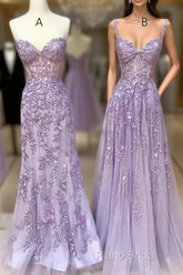 Simple Long Purple Lace Formal Prom Dresses Formal Dresses