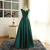 Simple Pretty Green Satin Long Party Dress Prom Dress, Green Evening Formal Dresses