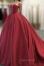 Simple Red Sweetheart Neck Red Long Formal Prom Gown, Red Evening Dresses