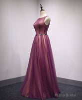 Simple Round Neck Tulle Long Prom Dress, Formal Dress