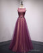 Simple Round Neck Tulle Long Prom Dress, Formal Dress