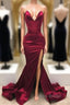 Simple Sweetheart Burgundy Evening Dresses, Burgundy Formal Prom Dresses