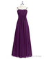 Spaghetti Straps Purple Chiffon Backless Bridesmaid Dress