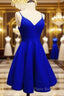 Spaghetti Straps V-Neck Satin Homecoming Dresses Ball Gown Party Dresses