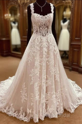Straps A-Line Lace Wedding Dresses