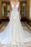 Stunning Long A-Line Tulle Sweetheart Appliques Lace Wedding Dress