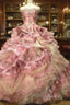 Sweet A-Line Strapless Satin Tulle Sequined Wedding Dresses Beaded Diamond Long Ball Gown