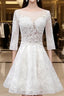Sweetheart Lace Short Long Sleeves Wedding Dresses