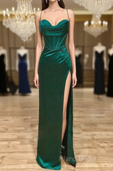 Sweetheart Neck Green Mermaid Long Formal Prom Dresses