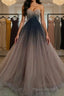 Sweetheart Neck Open Back Ombre Long Formal Prom Dress, Ombre Formal Evening Dress
