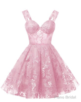 Teens Sparkly Tulle Light Pink Homecoming Dresses Spaghetti Straps Short Cocktail Party Prom Dress