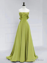 Atmosphere Green A-Line Satin Off Shoulder Long Prom Dress Long Formal Luxury Dignified Party dress