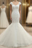 Trumpet/Mermaid V-Neck Sleeveless Applique Tulle Floor-Length Wedding Dresses
