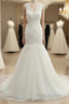Trumpet/Mermaid V-Neck Sleeveless Applique With Sequin Tulle Court Train Wedding Dresses