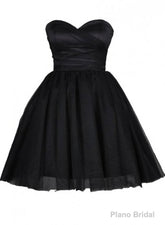 Tulle Little Black Dress, Sweetheart Simple Short Party Dress