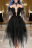 Unique Black Off The Shoulder Layered Tulle Homecoming Dresses,Beautiful Formal Prom Dresses