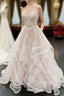 Unique Long A Line Sweetheart Neck Lace Multi-layer Wedding Dress