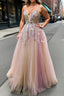 V Neck Backless Pink Lace Floral Long Formal Prom Dress, Pink Lace Formal Dress, Pink Evening Dress