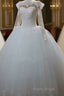 Vintage Lace Appliques Long Sleeves Tulle Wedding Dresses Ball Gowns