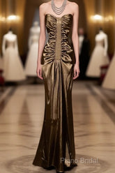 Vintage Mermaid Sweetheart Brown Long Formal Prom Gown Fairy Formal Prom Dresses