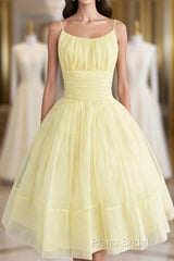 Vintage Short Yellow Chiffon Homecoming Dresses