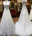 Vintage Simple Long A-Line Country Elegant Bridal Lace Up Back Bow Sash Full Lace Wedding Dresses,