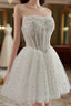 White A-Line Tulle Star Short Formal Prom Dresses, White Cute Homecoming Dresses