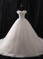 White Ball Gown Tulle Off The Shoulder Appliques Wedding Dress