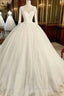 White Lace Tulle Long Formal Prom Dresses, White Lace Wedding Dresses
