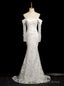 White Mermaid Lace Wedding Dress With Detachable Sleeve