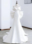 White Mermaid Satin Bow Wedding Dress