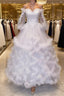 White sweetheart neck tulle long Formal Prom gown, white evening dress