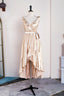 Champagne Ruffled Faux-Wrapped A-line Hi-Low Bridesmaid Dresses with Sash