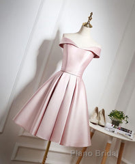 Cute Pink A Line Short Formal Prom Dresses, Pink Evening Dresses