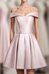 Cute Pink A Line Short Formal Prom Dresses, Pink Evening Dresses