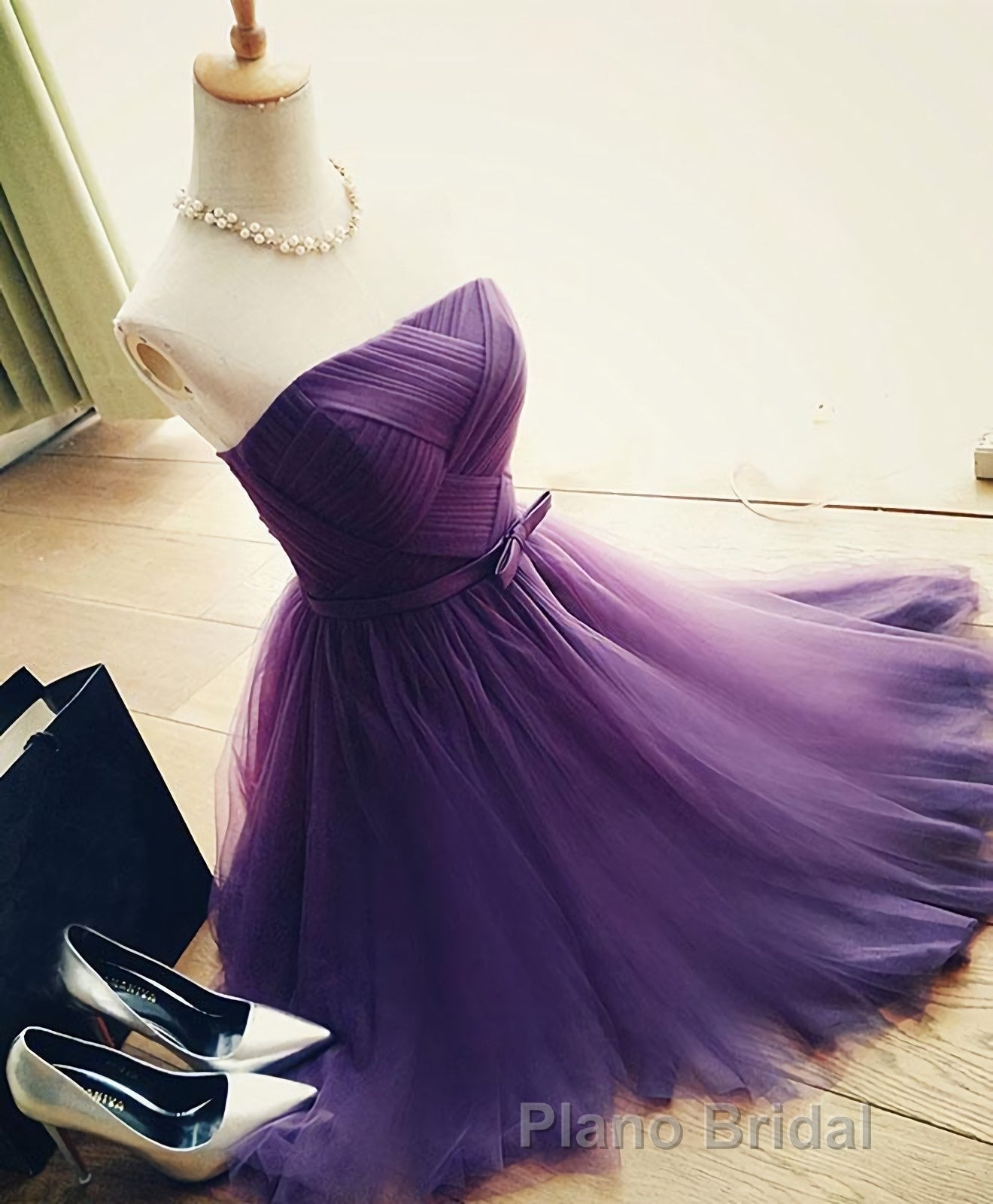 Cute A Line Tulle Short Formal Prom Dresses, Bridesmaid Dresses