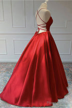 A-line Sleeveless Square Neckline Long/Floor-Length Satin Prom Dresses