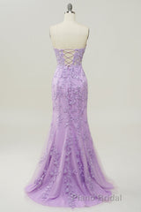 Purple Sweetheart Neck Mermaid Formal Prom Dress With Appliques