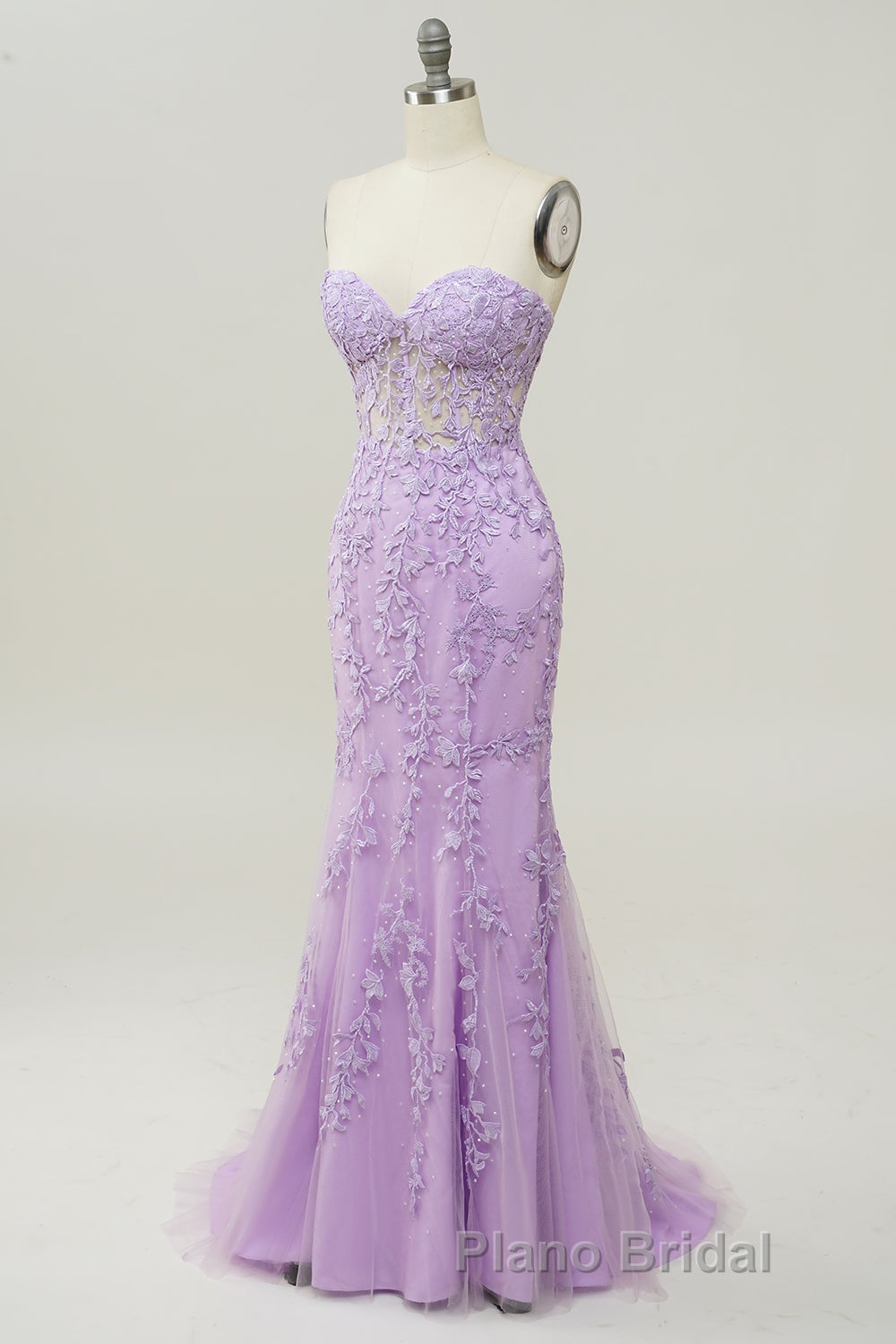 Purple Sweetheart Neck Mermaid Formal Prom Dress With Appliques