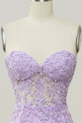 Purple Sweetheart Neck Mermaid Formal Prom Dress With Appliques